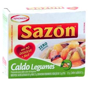 Quantas calorias em 1/2 sachê (3,75 g) Sazón Caldo de Legumes Zero Gordura?