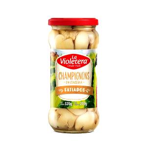 Quantas calorias em 1/2 xícara de chá (50 g) Champignons Fatiados?
