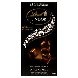 Quantas calorias em 1/4 barra (25 g) Lindor Extra Amargo?
