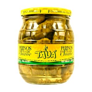 Quantas calorias em 1/4 de xícara (50 g) Pepino em Vinagre Suave?