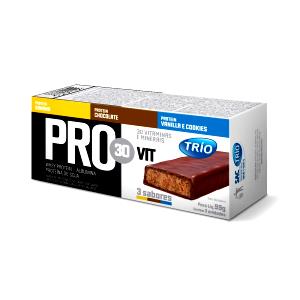 Quantas calorias em 1 barra (33 g) Pro30 Vit Vanilla e Cookies?