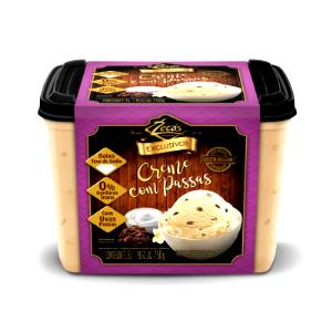 Quantas calorias em 1 bola (60 g) Sorvete Creme com Passas?
