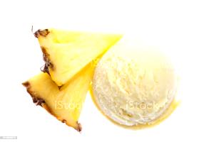Quantas calorias em 1 bola (60 g) Sorvete de Abacaxi com Pedaços?