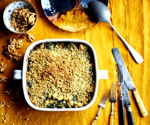 Quantas calorias em 1 Dose Crumble De Espinafres, Feijoca E Ricota?