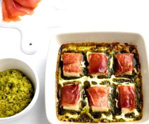 Quantas calorias em 1 Dose Embrulhos De Pescada E Presunto Gratinados Com Esparregado De Ervilhas?