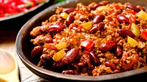 Quantas calorias em 1 Oz Chili com Carne?