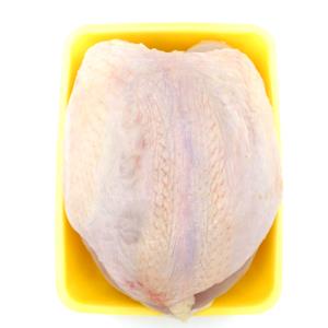 Quantas calorias em 1 Oz, Com Ossos (Produto Após Cozinhado, Ossos E Pele Removidos) Peito de Frango Guisado (Pele Não Consumida)?