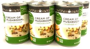 Quantas calorias em 1 Oz Sopa de Creme de Cogumelos (Enlatado, Condensado)?