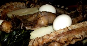 Quantas calorias em 1 Polegada Cúbica, Com Espinhas, Cozido (Produto Após Espinhas Removidas) Bacalhau?