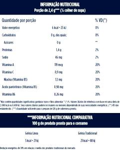Quantas calorias em 1 porção (2,4 g) Gelatina Zero?