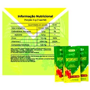 Quantas calorias em 1 porção (5 g) Desinshot?