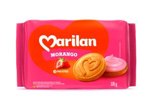 Quantas calorias em 1 Porção Biscoito doce recheado recheio sabor morango Marilan?
