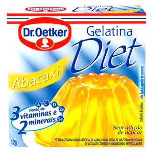 Quantas calorias em 1 Porção Gelatina abacaxi pó p/ diet preparada Oetker?