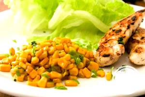 Quantas calorias em 1 Porção Milho verde grão assado com manteiga sem sal?