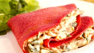 Quantas calorias em 1 Porçoes Crepe De Beterraba Com Recheio Cremoso De Frango?