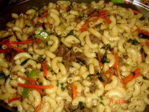 Quantas calorias em 1 Porçoes Macarrão Com Peito De Peru?