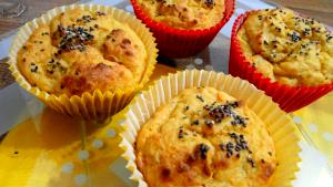 Quantas calorias em 1 Porçoes Muffin De Farinha De Linhaça E Chia De Microondas?
