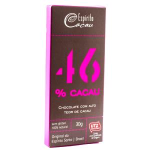 Quantas calorias em 1 unidade (30 g) Chocolate 46% Cacau?
