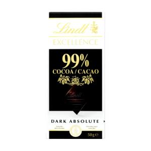 Quantas calorias em 1 unidade (50 g) Chocolate 99% Cacau?