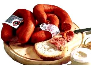 Quantas calorias em 1 unidade (50 g) LINGUIÇA PATÊ (Schmierwurst)?