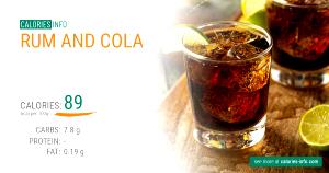 Quantas calorias em 100 G Rum com Coca-Cola?
