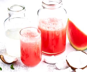 Quantas calorias em 100 G Água De Coco Com Melancia?