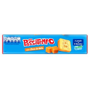 Quantas calorias em 3 biscoitos (30 g) Passatempo Recheado Doce de Leite?